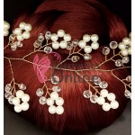 Accesoriu modern pentru decor par WED26 Auriu cu cristale si perle de 35cm Accesoriu modern pentru decor par WED26 Auriu cu cristale si perle de 35cm